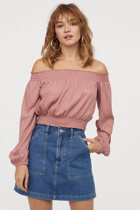 H&m pink top off shoulder top