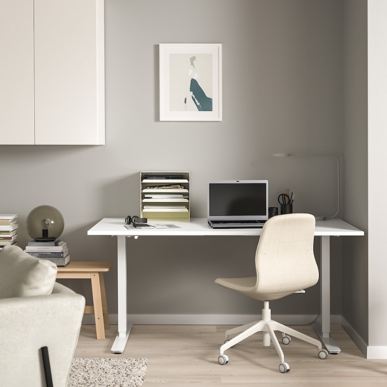 IKEA SKARSTA DESKsit/stand, white160x80 cm Adjustable table, Furniture