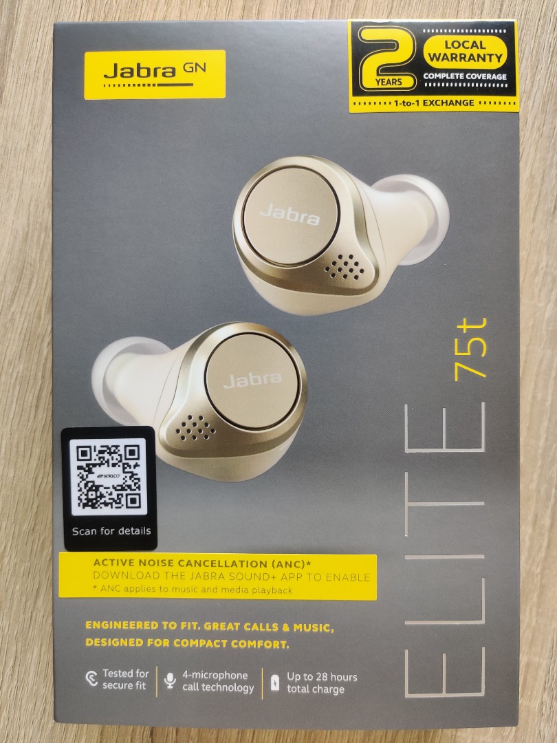 Jabra Elite 75t earbuds active noise cancelling Bluetooth headphones