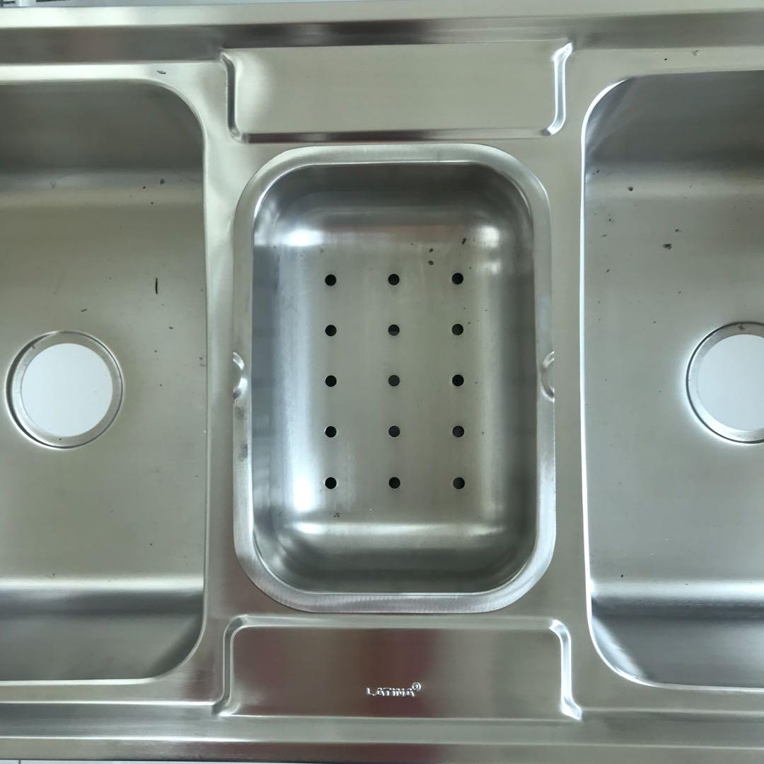 LATINA TRIPLE BOWL STAINLESS STEEL SINK, Furniture & Home ...