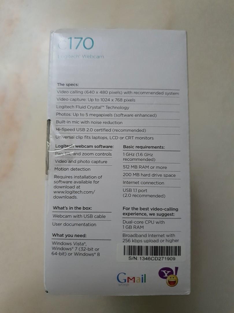Logitech c170 (Category: Webcams) located in Singapore. Submitted by egorg (Listing ID 1125216753, Image 2). Description: BNIB Logitech c170 webcam. Good for basic WFH needs. Self collection Bukit Panjang.