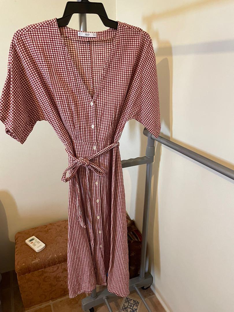Mango red top gingham dress