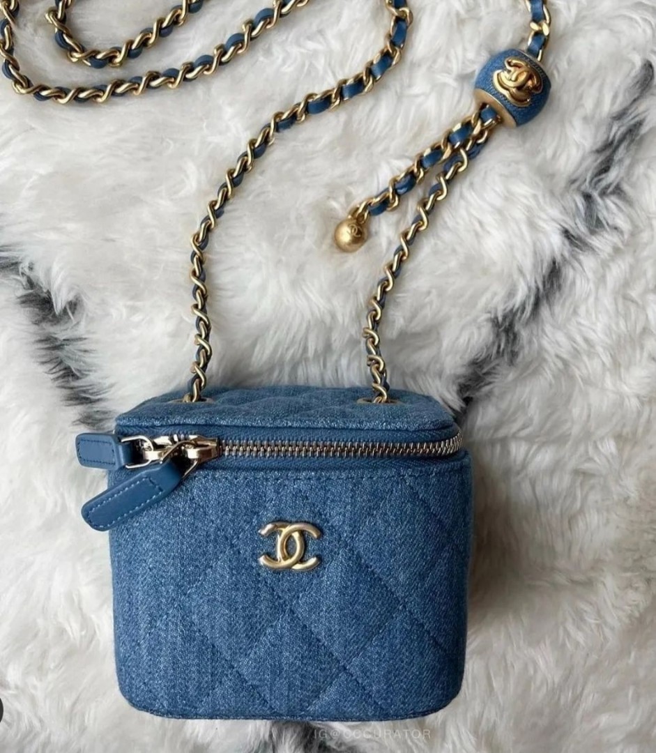 Most Wanted! Chanel 22C Denim Pearl Crush Small Vanity, Luxury