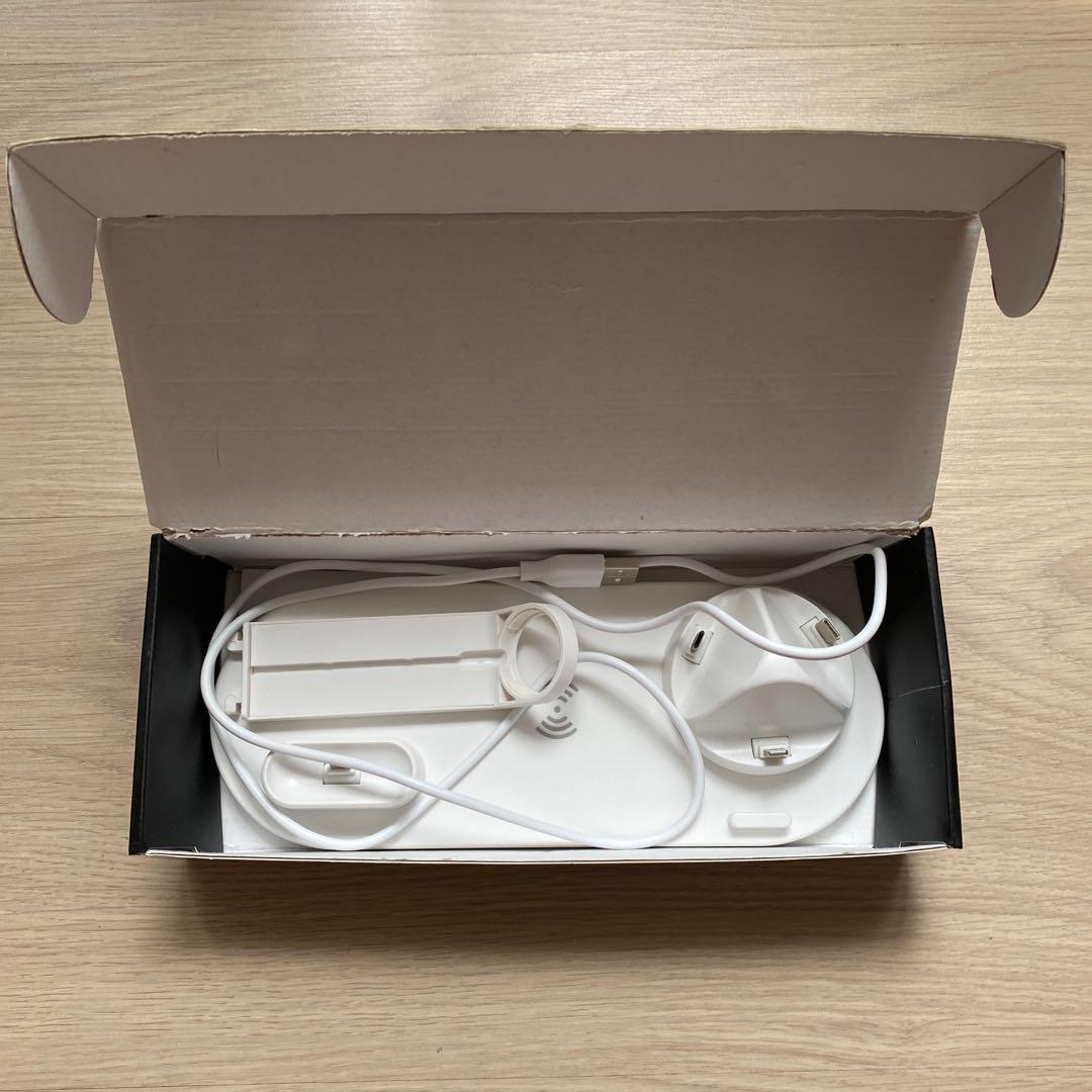 Multi-Function Charging Dock (Category: Chargers) located in Singapore. Submitted by suff1r4 (Listing ID 1125141098, Image 2). Description: • opened to try but never used • RFS: got a smaller stand instead, did not need so many ports • condition 10/10, NEW • can charge iphone, apple watch, airpods gen 1/2 • 3 types- iphone/micro usb/type-c • rotatable stand.