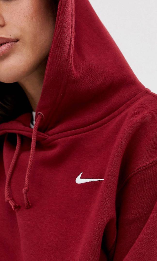 Nike mini swoosh oversized hoodie in tawny brown Clearance