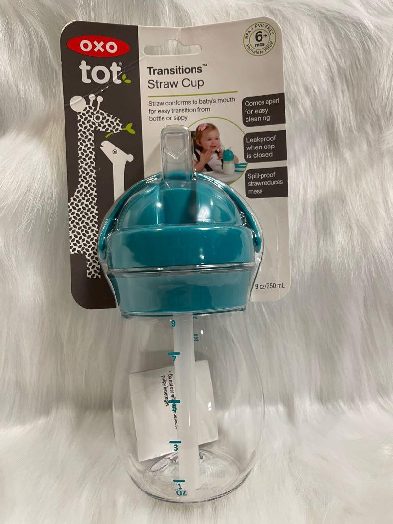 OXO Tot Transition 9oz Straw Cup (Category: Weaning & Toddler Feeding) located in Las Pinas. Submitted by bmjmiranda (Listing ID 1125273500, Image 2). Description: OXO Tot Transition 9oz Straw Cup The Straw Cup’s almond-shaped, spill-proof straw conforms to tot’s mouth and minimizes mess, easing the transition from bottle, breast feeding, or sippy cup. The straw valve opens as soon as tot’s lips touch spout for easy drinking, and the hinged cap c