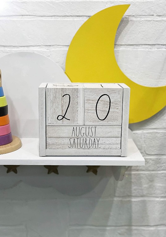 Rae Dunn By Magenta Wooden Perpetual Calendar Original, Furniture