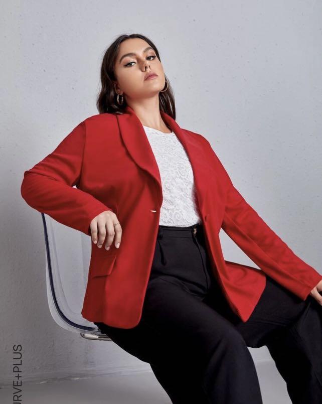 Red plus size blazer on sale