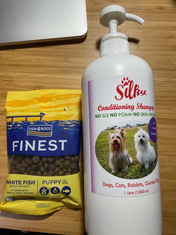 Silky dog shampoo and sample dog food to give away Pet Supplies