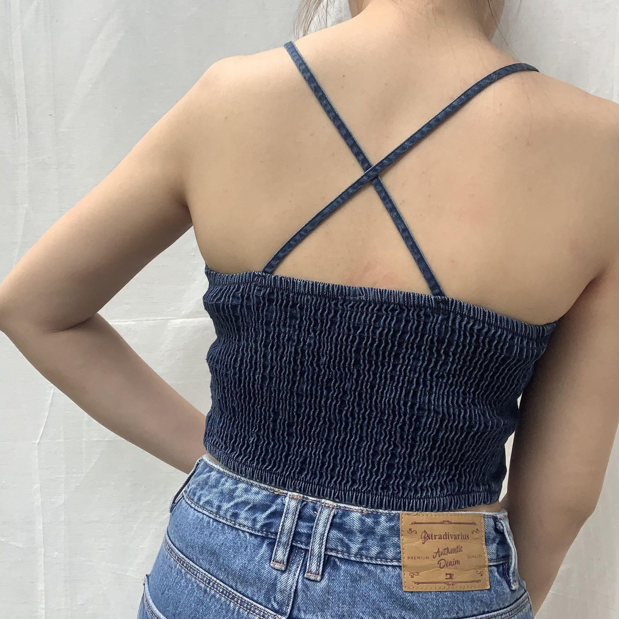 STRADIVARIUS denim jeans sexy top back 