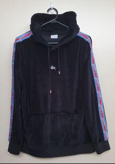 Stussy black velvet hoodie