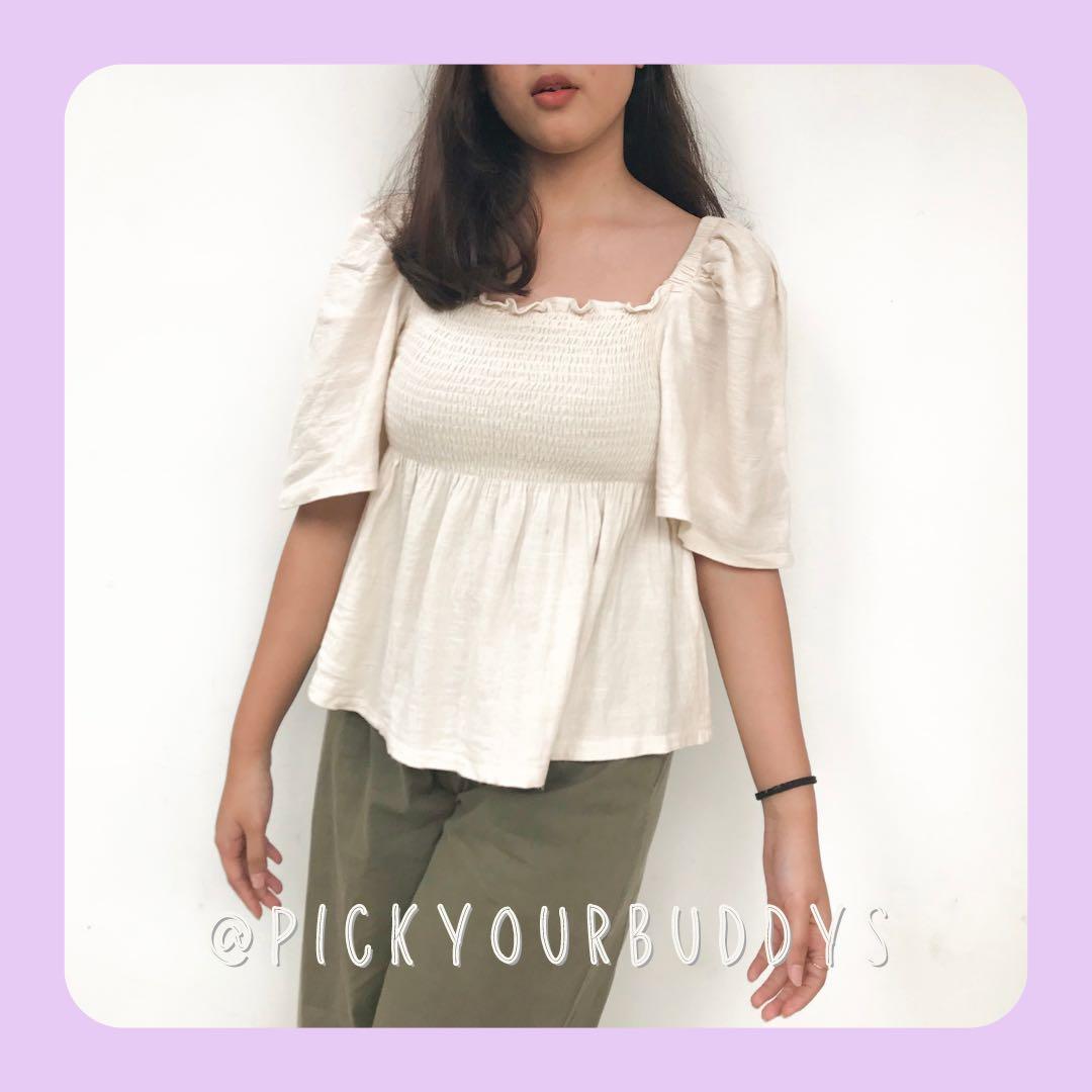 Blouse Top Off Shoulder Sabrina, Fesyen 