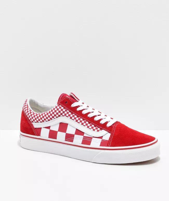 Red mix checkered vans outlet