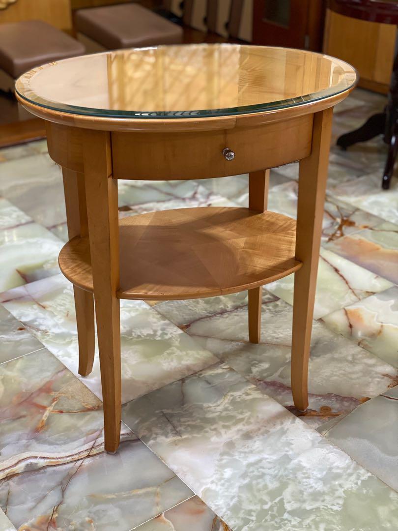 Wooden Side table / display table with glass top, Furniture & Home