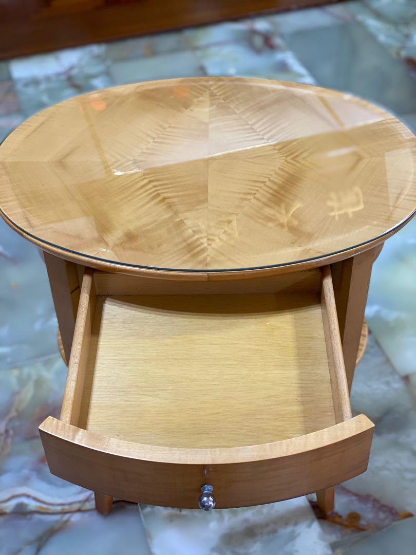 Wooden Side table / display table with glass top, Furniture & Home