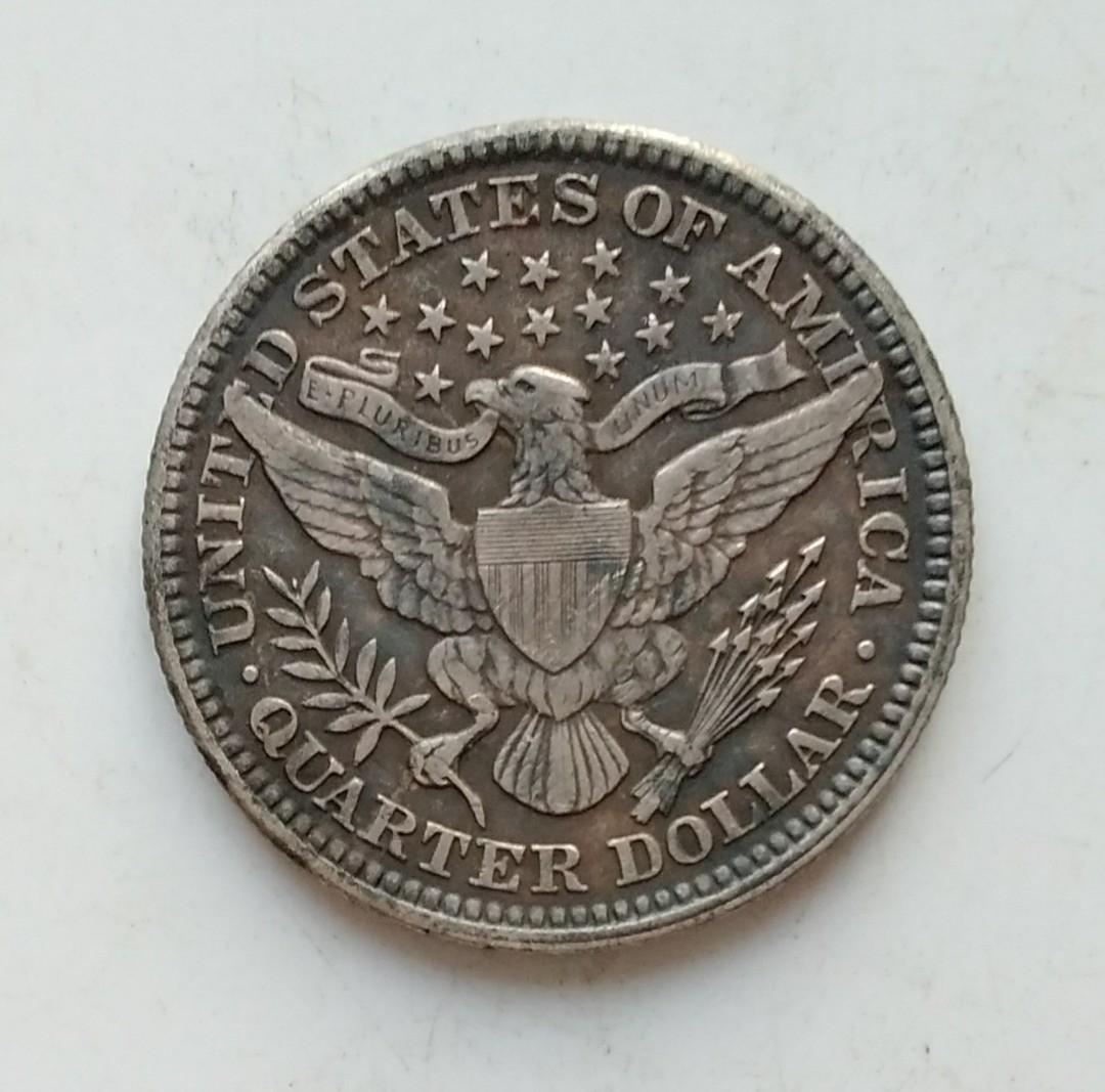 1900年美國1/4元(25美分)流通銀幣-費城鑄造＊, 興趣及遊戲, 收藏品及紀念品, 錢幣- Carousell