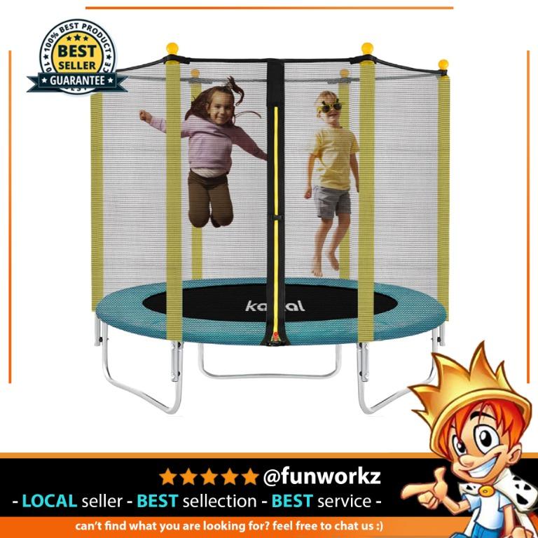 60inch Recreational Trampolines Kalkal 60 Trampoline for Kids Indoor Outdoor 5ft Kids Trampoline with Enclosure Net for Toddler Nice Gift Age 3 Hobbies Toys Toys Games on Carousell