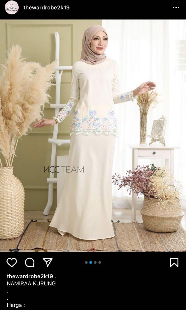 Baju Kurung Moden Cream Saiz S Muslimah Fashion Two Piece On Carousell