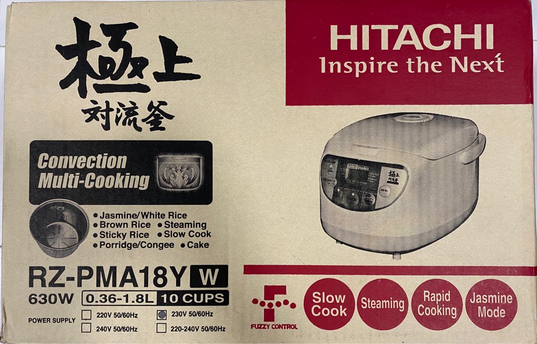 BNIB HITACHI RICE COOKER RZPMA18Y (1.8L), TV & Home Appliances