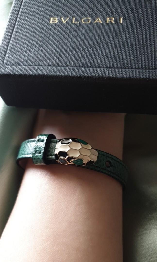 Authentic Bvlgari Serpenti Forever Malachite Gold Plated Karung