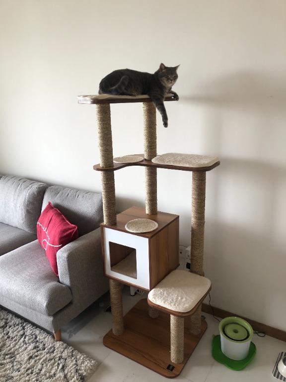 Cat Tree and Scratch Post Lookout Vesper VHigh Base XL Walnut, Pet