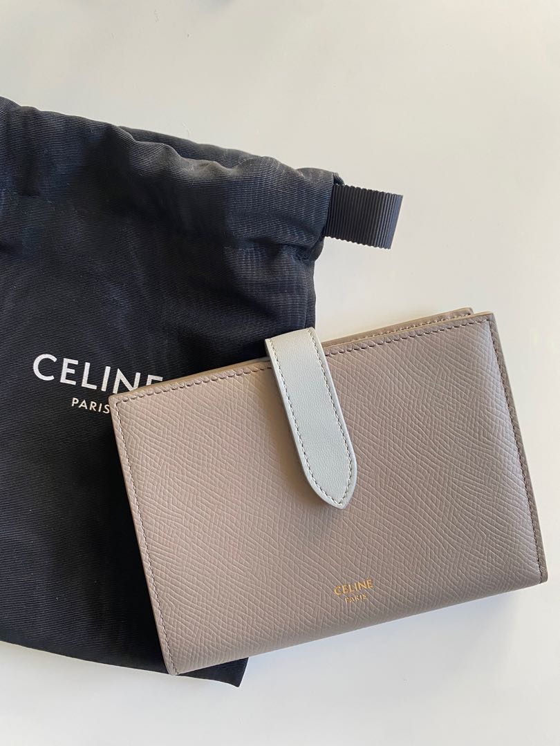 Celine medium strap wallet in grained calfskin sale