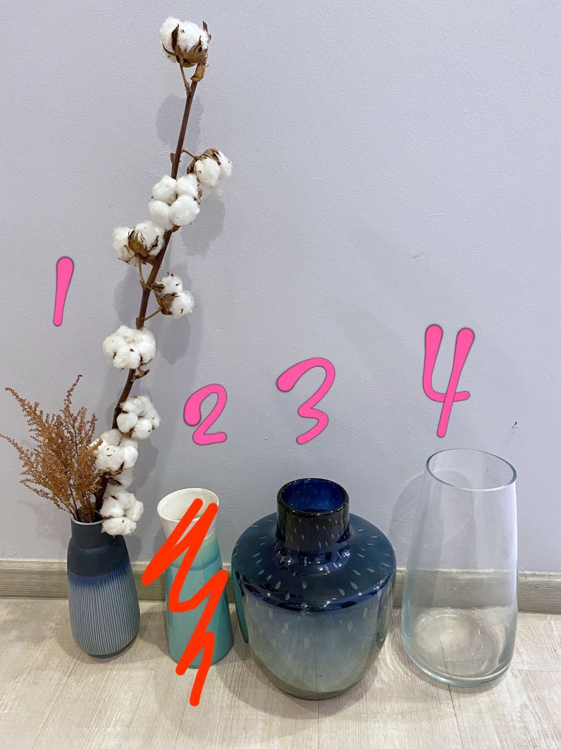 Ceramic and glass vases of different sizes, Furniture & Home Living