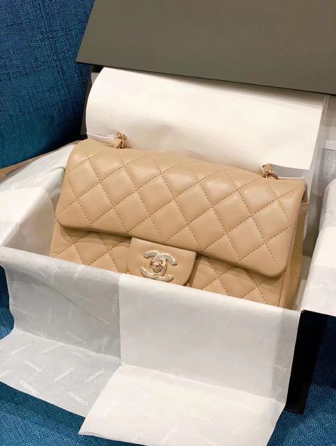 Chanel mini rectangular 22C beige, Luxury, Bags & Wallets on Carousell