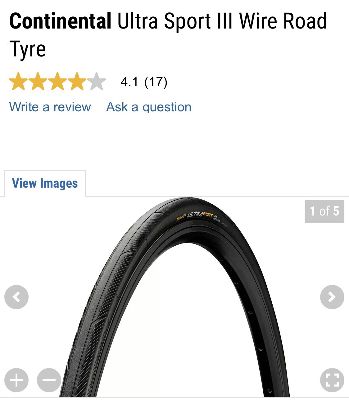 Continental Ultra Sport III Wire Road Tyre 700x25c Sports