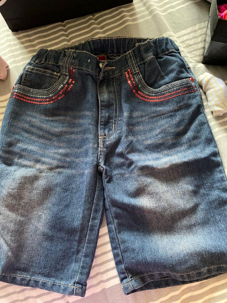 Denim knee length shorts for girls Babies Kids Babies Kids