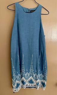 Denim Lace Shift Dress