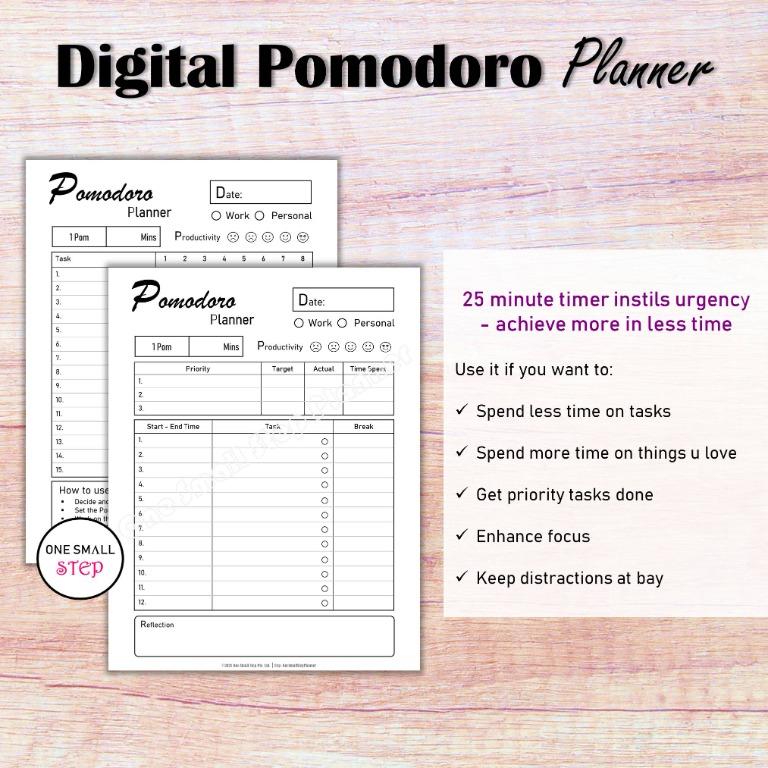 Digital Pomodoro Ipad Planner, Goodnotes Project Management Templates ...