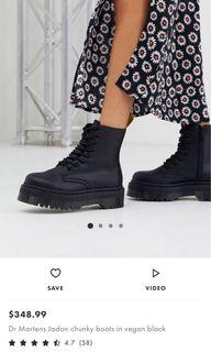 Dr Martens Jadon Chunky Boots in Vegan Black