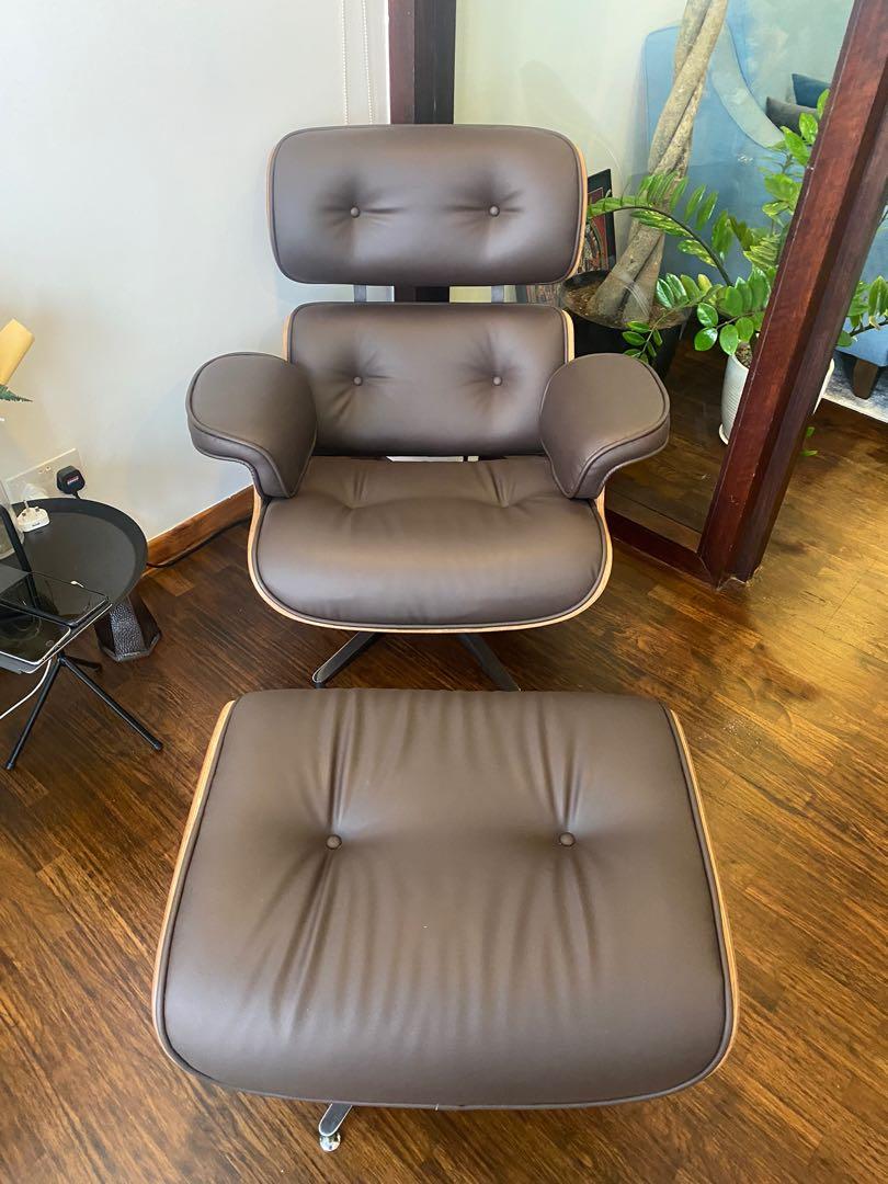 Eames leather lounge chair brown Furniture Home Living
