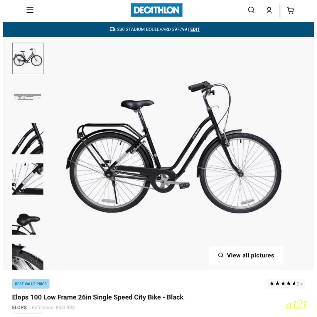Elops 100 low frame city bike black online