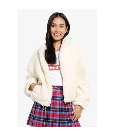 Factorie teddy bomber jacket in cream Women s Fashion Coats
