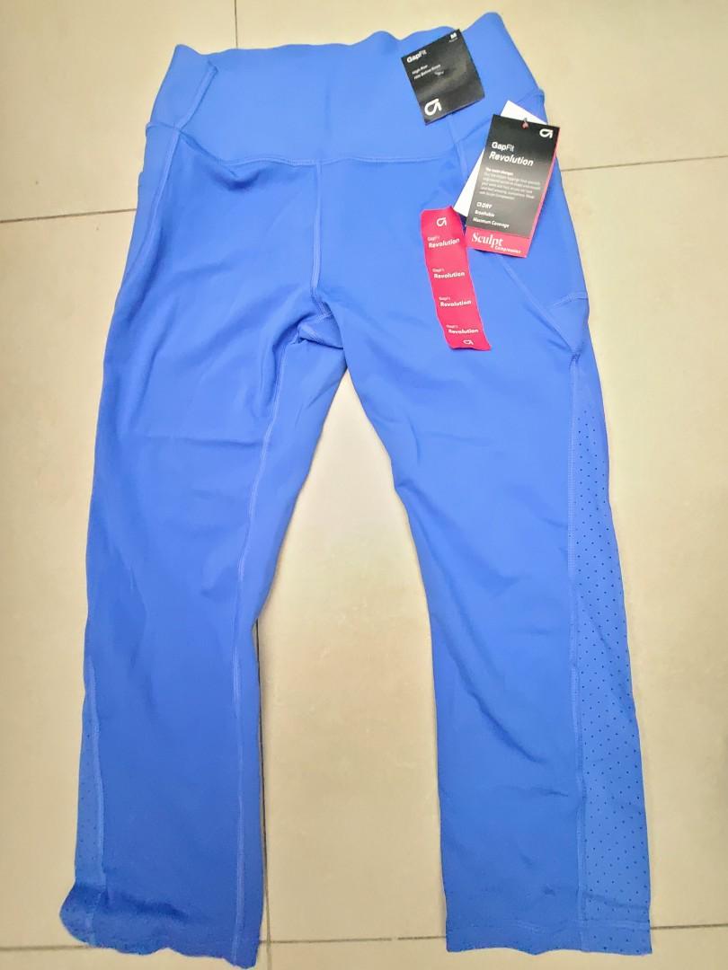 Gap fit revolution new with tag blue colour high rise 女裝休閒運動褲sport gym yoga  瑜珈causual, 女裝, 內衣和休閒服- Carousell