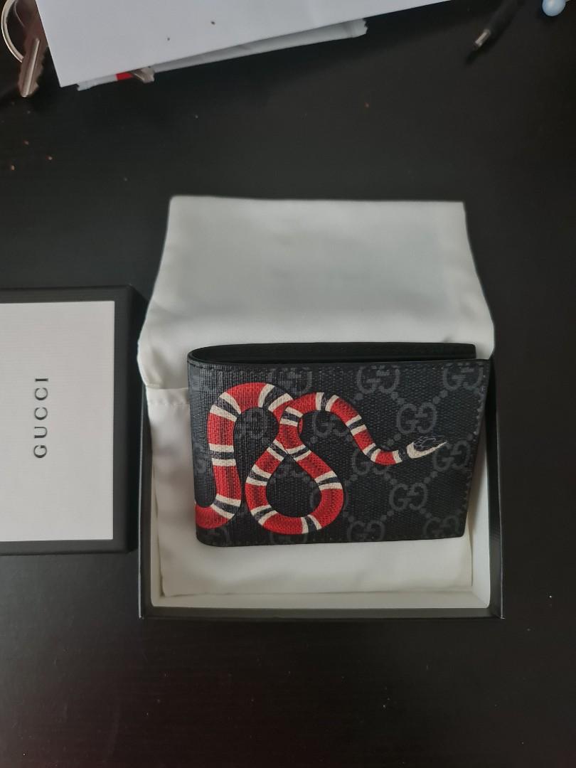 Gucci Kingsnake Wallet GG Supreme (8 Card Slots) Black