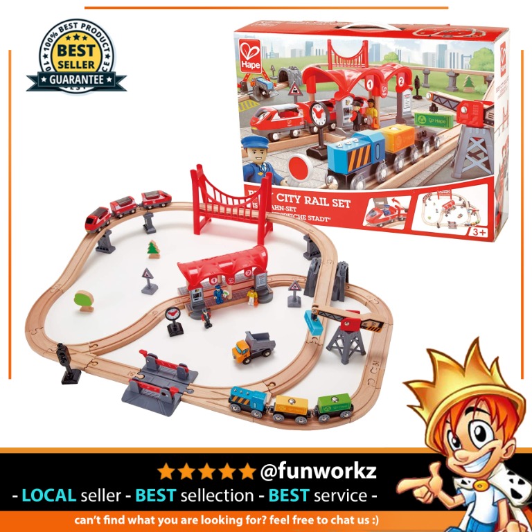 Hape Busy City Rail Set 51 Piece train track kid play wooden