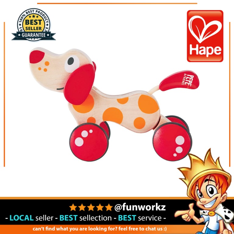 Hape Walk-A-Long Puppy Wooden Pull Toy | Award Winning Push Pull Toy ...