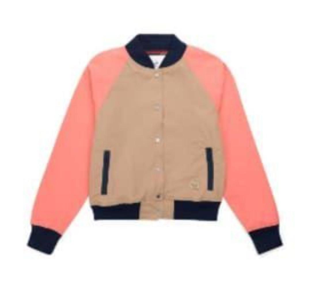 Herschel Varsity Jacket Womens Beige Khaki Pink, Women's Fashion, Coats