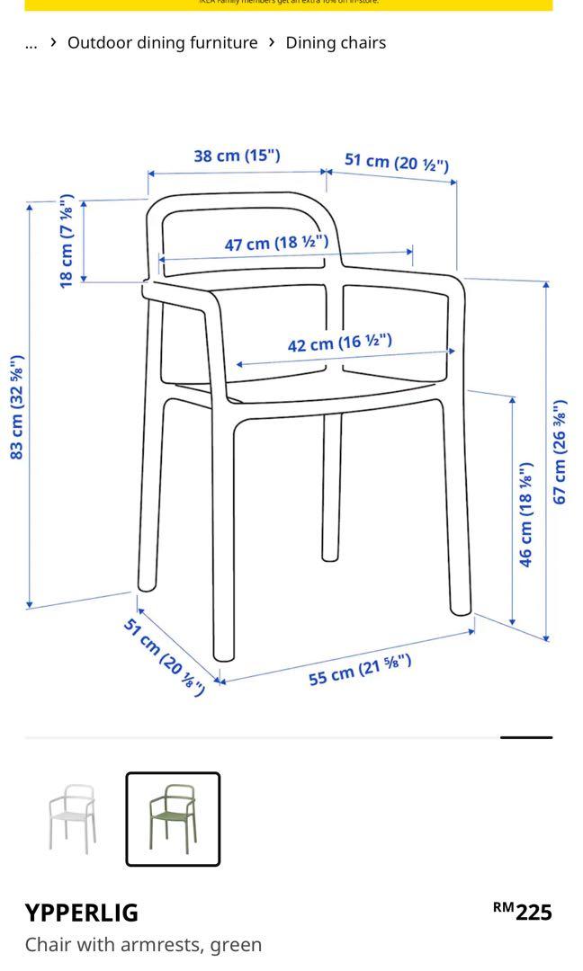 IKEA green chairs with armrest, Furniture & Home Living, Furniture