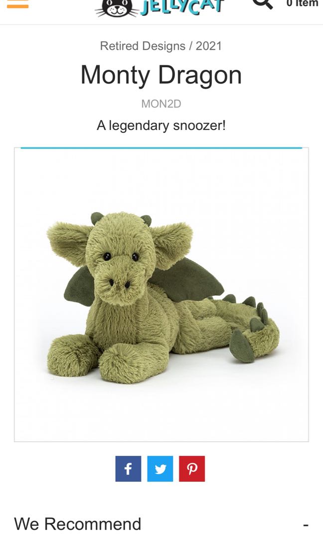 Monty shop dragon jellycat