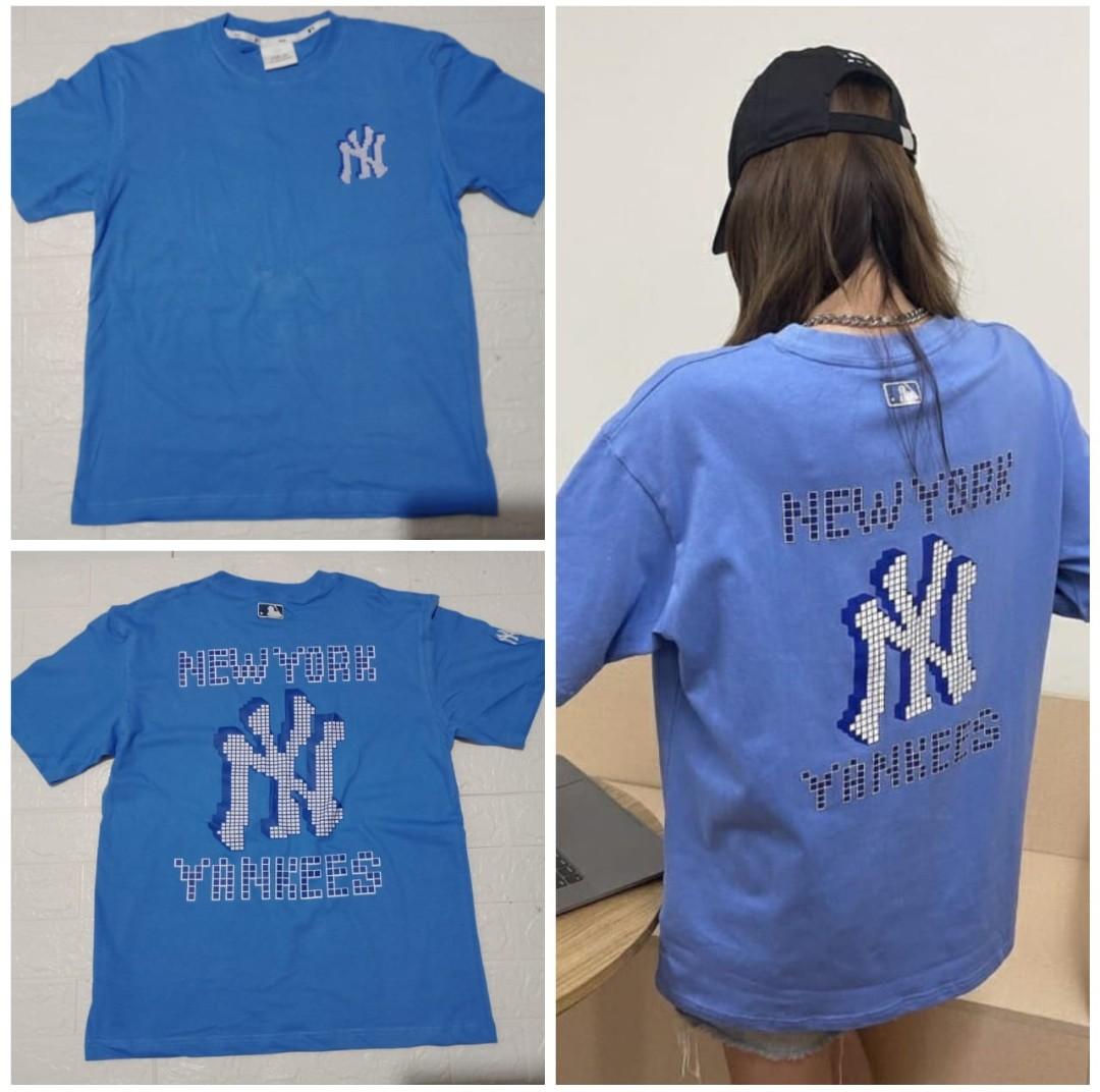 Kaos MLB NY BACK BATIK BLUE CREAM Tshirt 100% ORIGINAL