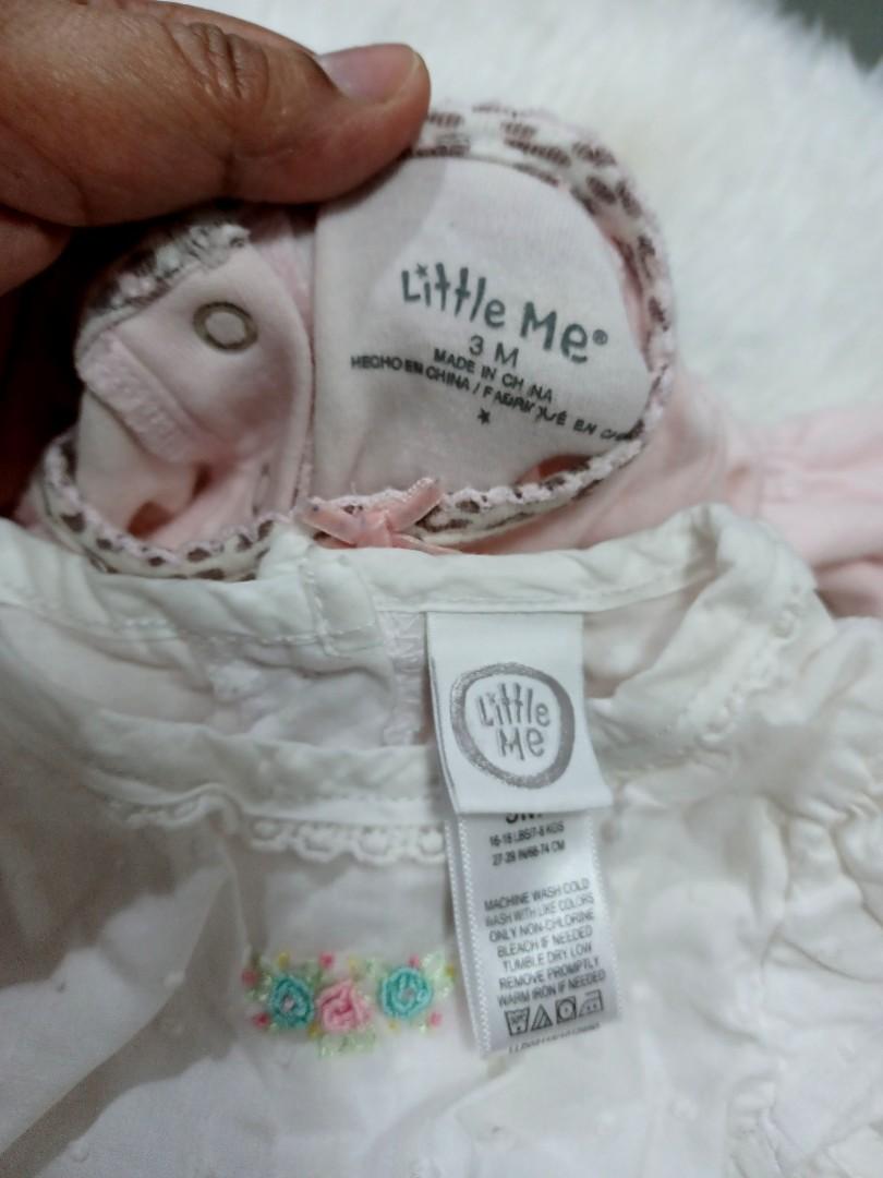 LITTLE ME BABY ONESIS (Category: Babies & Kids Fashion) located in Manila. Submitted by kzpot (Listing ID 1125475102, Image 2). Description: BRAND: LITTLE ME 3-6MONTHS PRELOVED WITH WASHABLE STAIN VGUC.