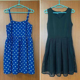 Lowrys Farm Blue Polka dot dress & Black dress ( Size M)