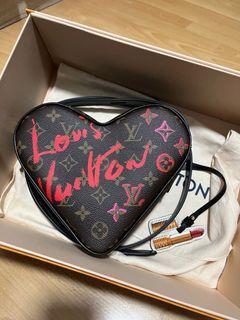 LOUIS VUITTON Lambskin Embossed Monogram Fall In Love Sac Coeur Heart Chain  Bag Lipstick Red 1286604