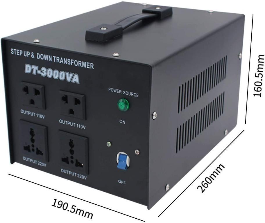 DT-3000VA 3000 Watts Step Up and Down Voltage Regulator Converter Power Transformer 110V/220V UK to US US to UK Converter 3000W