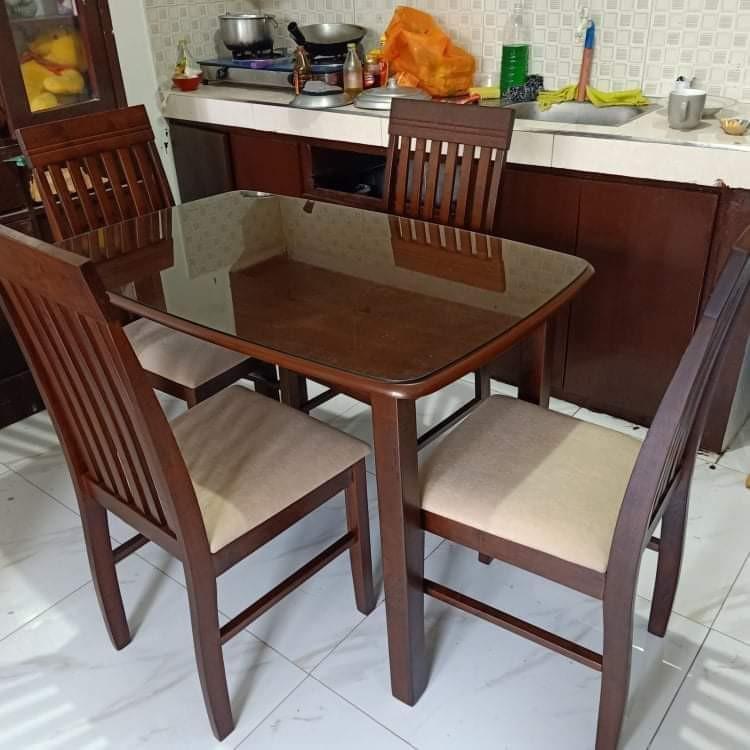 Malaysian wood dining set, Furniture & Home Living, Furniture, Tables
