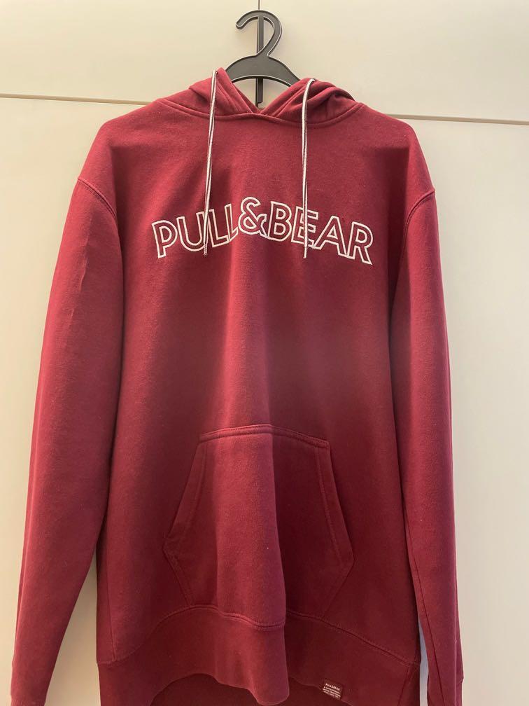 Hoodie pull and bear merah maroon new arrivals